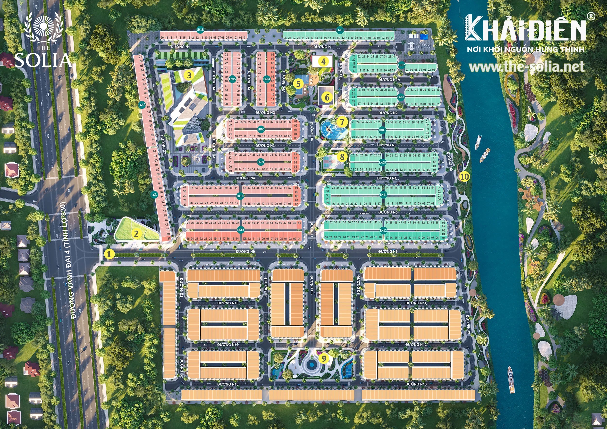 Phối cảnh Mặt Bằng Phân Lô The Solia Bến Lức Tây Ninh - Khải Điền Land
