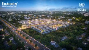 Phối cảnh tổng thể ban đêm tại The Solia Long An, Bến Lức Tây Ninh